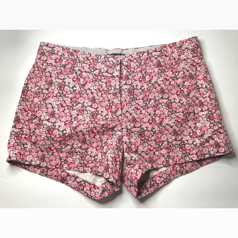 J.Crew Liberty Art Fabrics Floral Shorts Women's Size 0 Pink Cotton Tailored - Picture 2 of 9